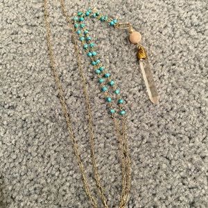 Gold Chain and Turquoise Necklace